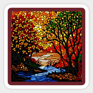 Stained Glass Autumn Foliage Sticker